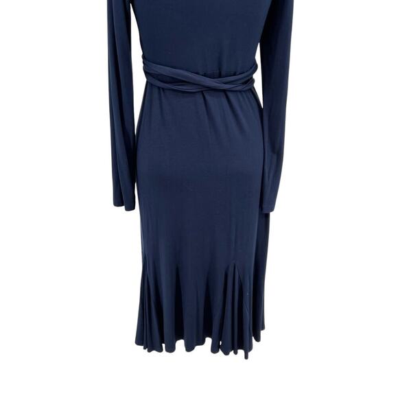 Boden Paris Wrap Dress Long Sleeve Flounce‎ Hem Jersey Navy Blue Size US 8R - Picture 10 of 14